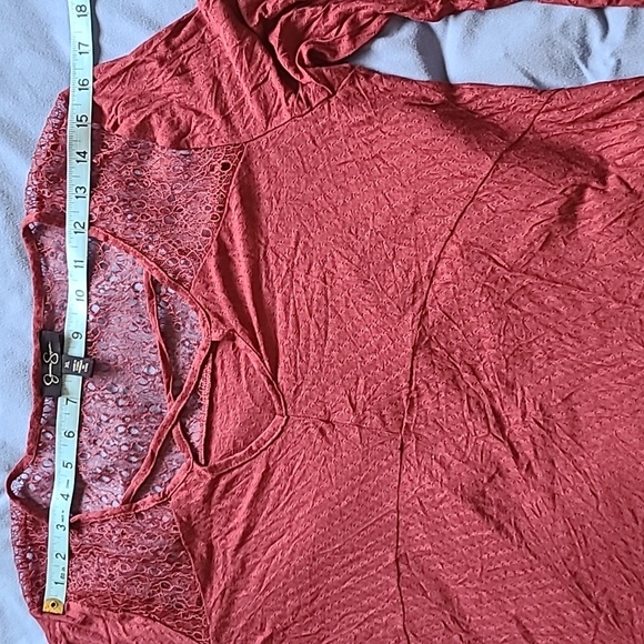 Jessica Simpson junior women's mesh trim with bell sleeve XL NWT BURGUNDY - Picture 9 of 10